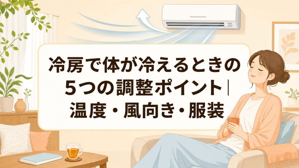 冷房で体が冷えるときの5つの調整ポイント｜温度・風向き・服装のタイトル入りアイキャッチ
