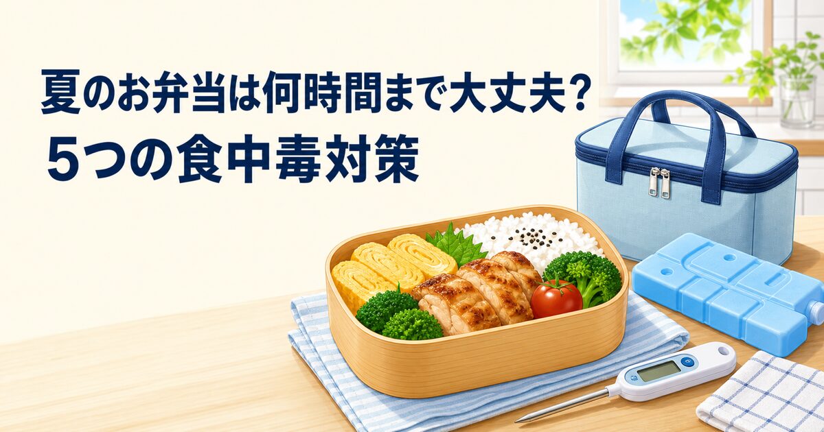 夏のお弁当は何時間まで大丈夫かを5つの食中毒対策で考える記事のアイキャッチ