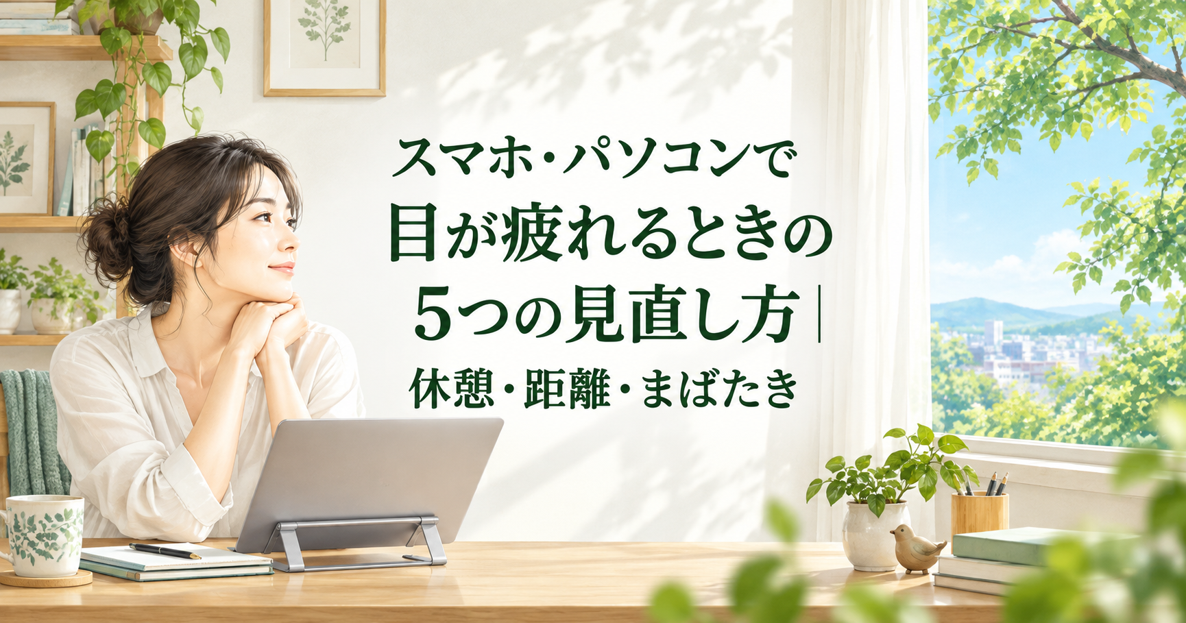 スマホ・パソコンで目が疲れるときの5つの見直し方|休憩・距離・まばたき